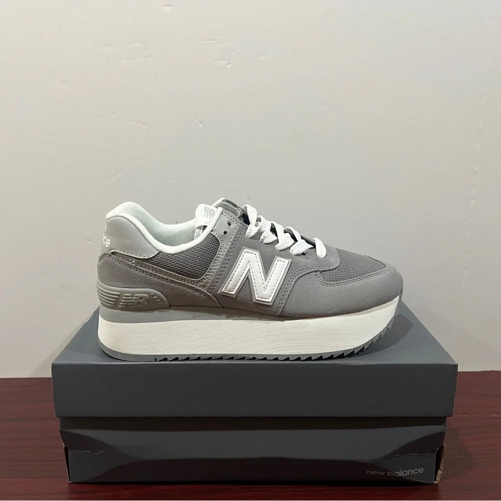 New Balance, 574+, WL574ZSD, Grey & White - Picture 1 of 14